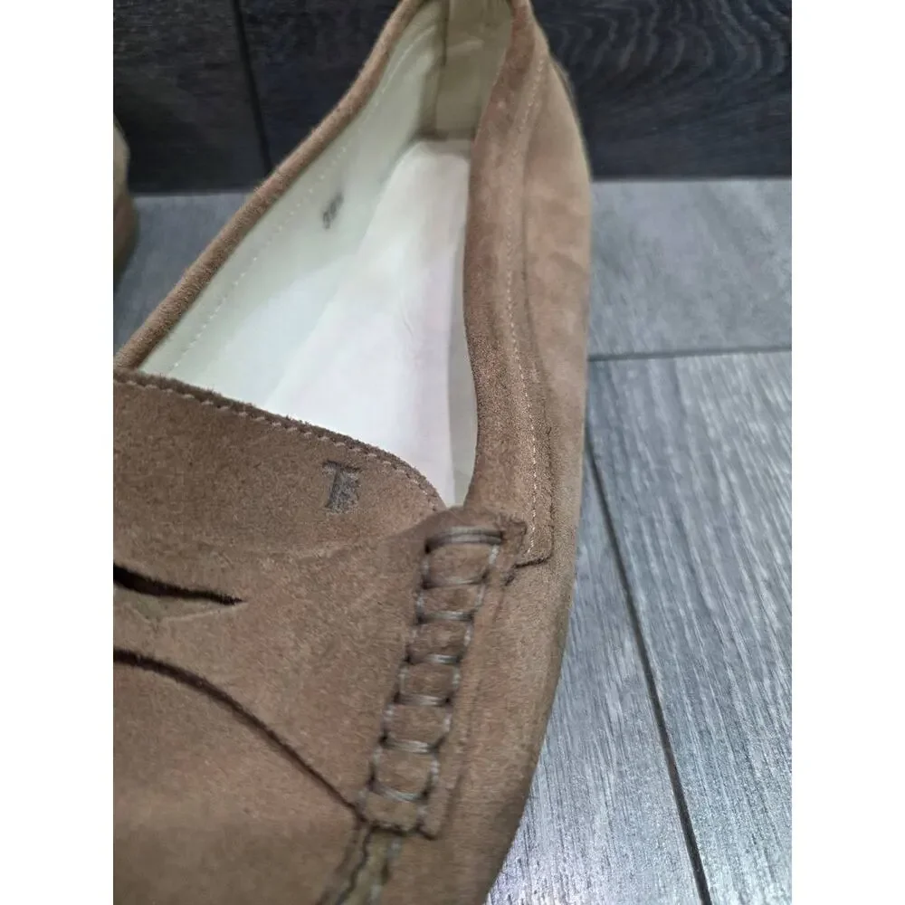 Tod's Gommino suede loafers classic penny slot TAN COLOR size 39 1/2 S000147